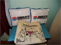 2 Charlotte speedway seat cushions & tote bag