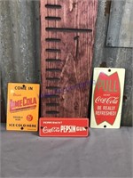 3 small porcelain signs--drinks