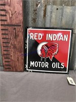 Red Indian Motor Oils porcelain sign