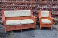 x2 Antique Wicker Sofa & Chair TIMES THE COUNT
