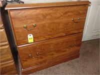 Large wooden 2 drawer filing cabinet