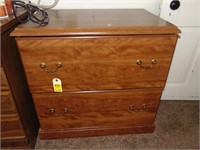 Large wooden 2 drawer filing cabinet