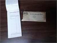 Rushville National Bank deposit book and check