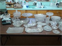 Clear glass serving pieces