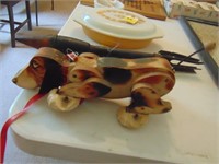 Vintage wooden dog pull toy