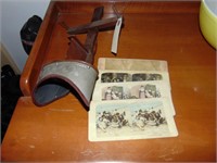 Antique stereoscope w. 4 cards