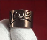 "Love" Stainless Steel Ring (Size Unknown)