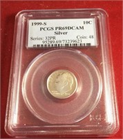 1999 S 10C PCGS PR69DCAM Silver