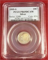 1995 S 10C PCGS PR69DCAM Silver