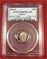 1994 S 10C PCGS PR69DCAM Silver