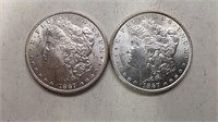 2 1887p Uncirculated Silver Dollars