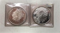 2- 1 Troy Ounce Silver Rounds