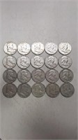 20- 1949s Franklin Silver Half Dollar