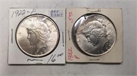 2 Nice 1922p Silver Dollars