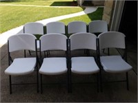 Lotf of 8- Hard Plastic Lifetime Folding Chairs