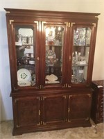 Asian Lighted Breakfront China Cabinet