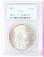 Coin 1898 Morgan Silver Dollar PCGS MS63