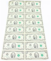 Coin 16 $2 Notes Uncut Sheet 1976