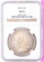 Coin 1880-S Morgan Silver Dollar NGC MS63