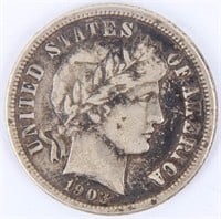 Coin 1903-O Barber Dime VF Tough Date