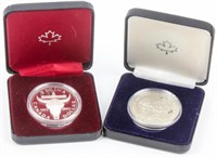 Coin 2 Canadian Silver Commemorative $ 1982 & 83