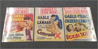 Lot Of 3 Clark Gable Movie Display Posters