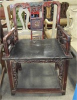 Antique Asian Carved Chair - 43"h