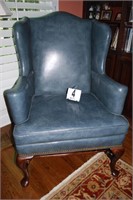 Leather Blue Wing Chair by Leather Craft