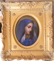 PAINTING, "MADONNA", 9" OVAL PAINTING IN GOLD,