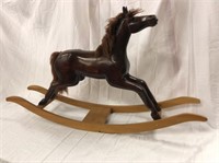 ROCKING HOBBY HORSE, SOLID CARVED WOOD, 28"H X