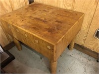 CUTTING BLOCK TABLE, SOLID WOOD, 31" X 41" X