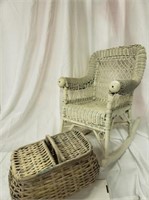 ROCKING CHAIR, & BASKET, CHILD'S WICKER