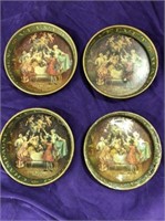 COASTERS, SET OF (4) METAL CHAMPAGNE VELVET