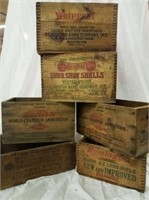 WOODEN AMMUNITION BOXES, LOT OF (6) BOXES,