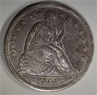 1842 SEATED LIBERTY SILVER DOLLAR  ORIGINAL UNC
