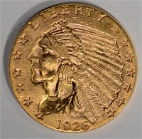 1926 $2 1/2 GOLD INDIAN HEAD  CH BU