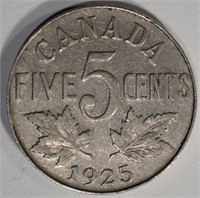 1925 CANADA FIVE CENTS  FINE