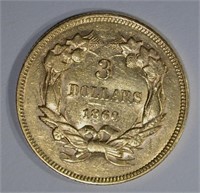 1860 $3.00 GOLD  CH BU
