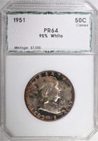 1951 FRANKLIN HALF DOLLAR, PCI CH/GEM PROOF CAMEO