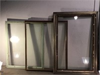 Lot of three large frames including glass. All