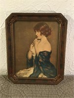 Sweet little antique print of a young woman. In