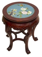 CHINESE ROSEWOOD & CLOISONNE SIDE TABLE