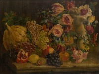 (2) PAINTINGS ON CANVAS STILL LIFE WITH FRUITS