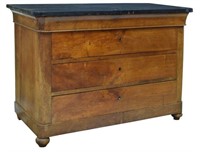 FRENCH LOUIS PHILIPPE MARBLE TOP WALNUT COMMODE