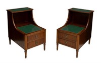 (2) FRENCH LEATHER-TOP MAHOGANY SIDE TABLES