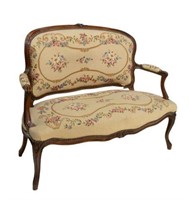 FRENCH LOUIS XV NEEDLE POINT TAPESTRY SETTEE