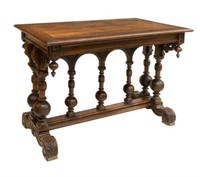 FRENCH HENRI II STYLE WALNUT LIBRARY TABLE