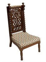 19TH C. FRENCH WELL CARVED OAK PRAYER CHAIR