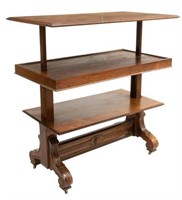 FRENCH ADJUSTABLE HEIGHT OAK SERVICE TABLE