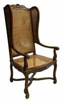 FRENCH LOUIS XIV STYLE CANED WINGBACK CHAIR